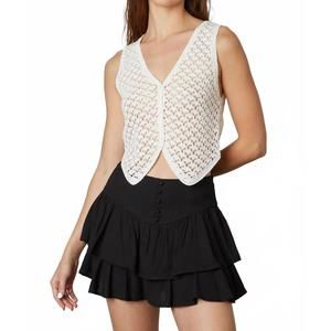 NEW COTTON CANDY tiered mini skirt in black